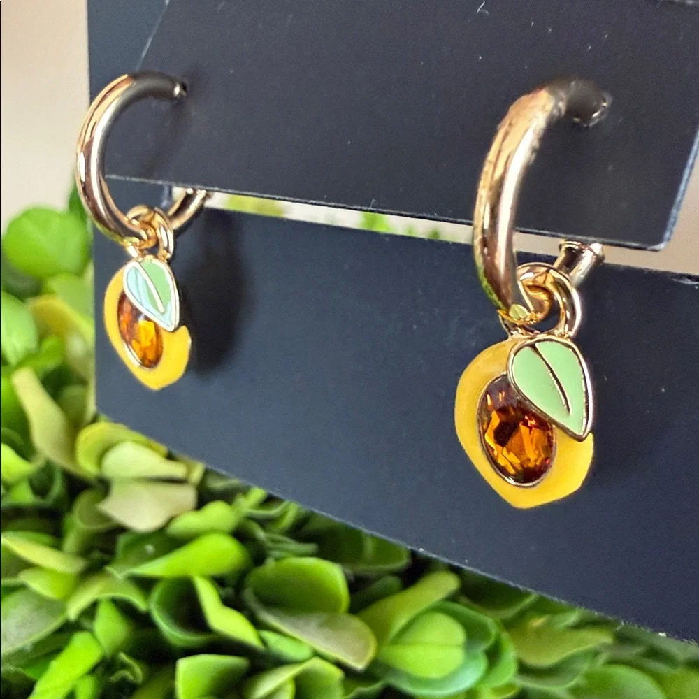 COACH CT087 🍋LEMON🍋 CHARM HUGGIE EARRINGS 🌟NWT🌟 - Picture 13 of 15